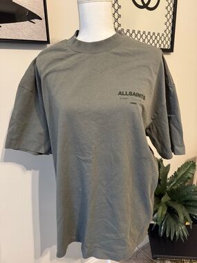 All Saints Olive Green Short Sleeve Logo Tee